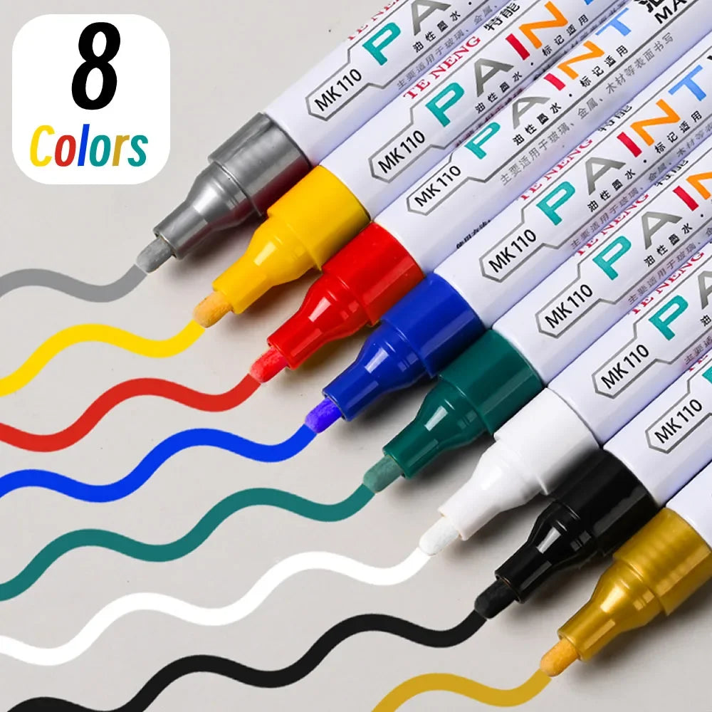 8 Colors Car Scratch Repair Paint Pen Quick Dry Touch Up Paint Repair Pen Waterproof Wheel Tyre Marker Auto Paint Marker Pens