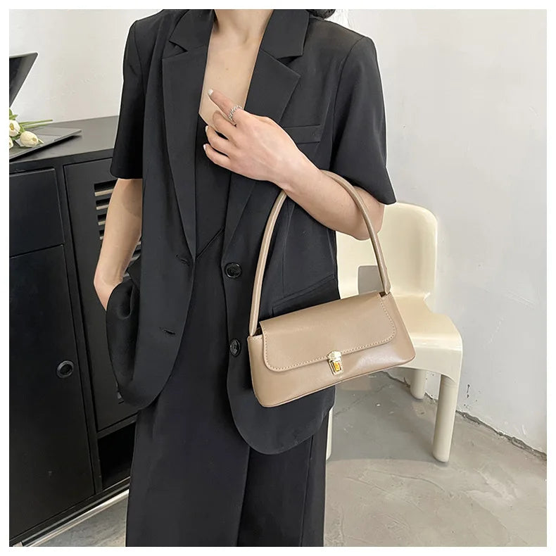 Women's Shoulder Bag Handbag Retro Underarm Bag Fashion Simple Solid Color New Hand Shoulder Bag