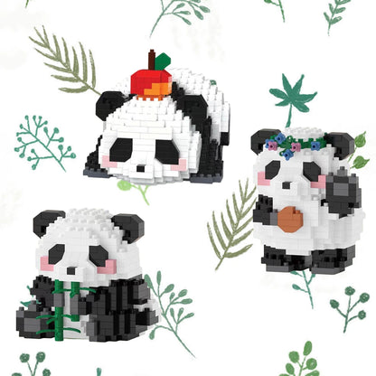 Knew Built Adorable Panda Micro Mini Building Blocks: Five Lovable Shapes, with Charming Apple and Bamboo Perfect Playmate Toys