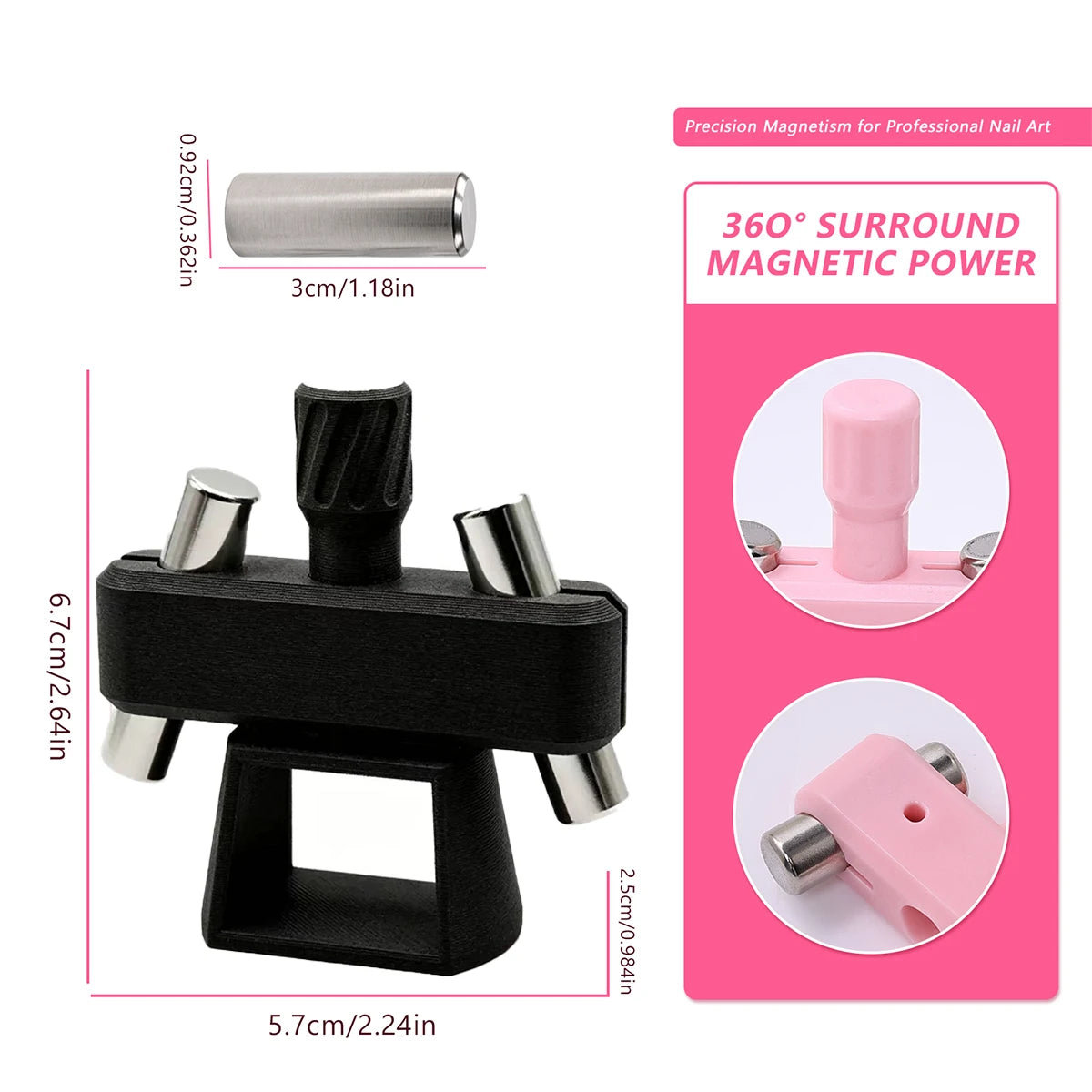 Powerful Automatic Cat‘s Eye Magnet Rotatable Whipping top Design Wide Light Glass Bead Nail Art Magnetic for Gel Nail Polish