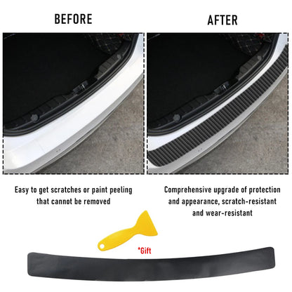 Universal Rear Trunk Guard Plate Sticker Car Rear Bumper Trim Anti-Kicked Scratch Protection Sticker Strip 3D Carbon Fiber Film