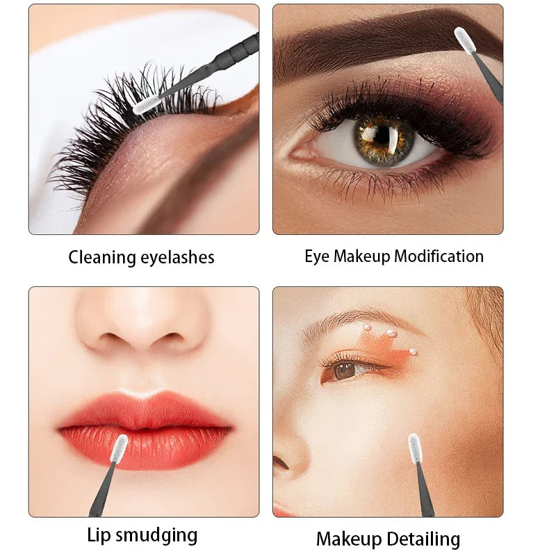 500/1000PCS Eyelash Brushes Crystal Swab Microbrushes Eyelash Extension Brush Grafting Lash Removing Applicators Makeup Tool