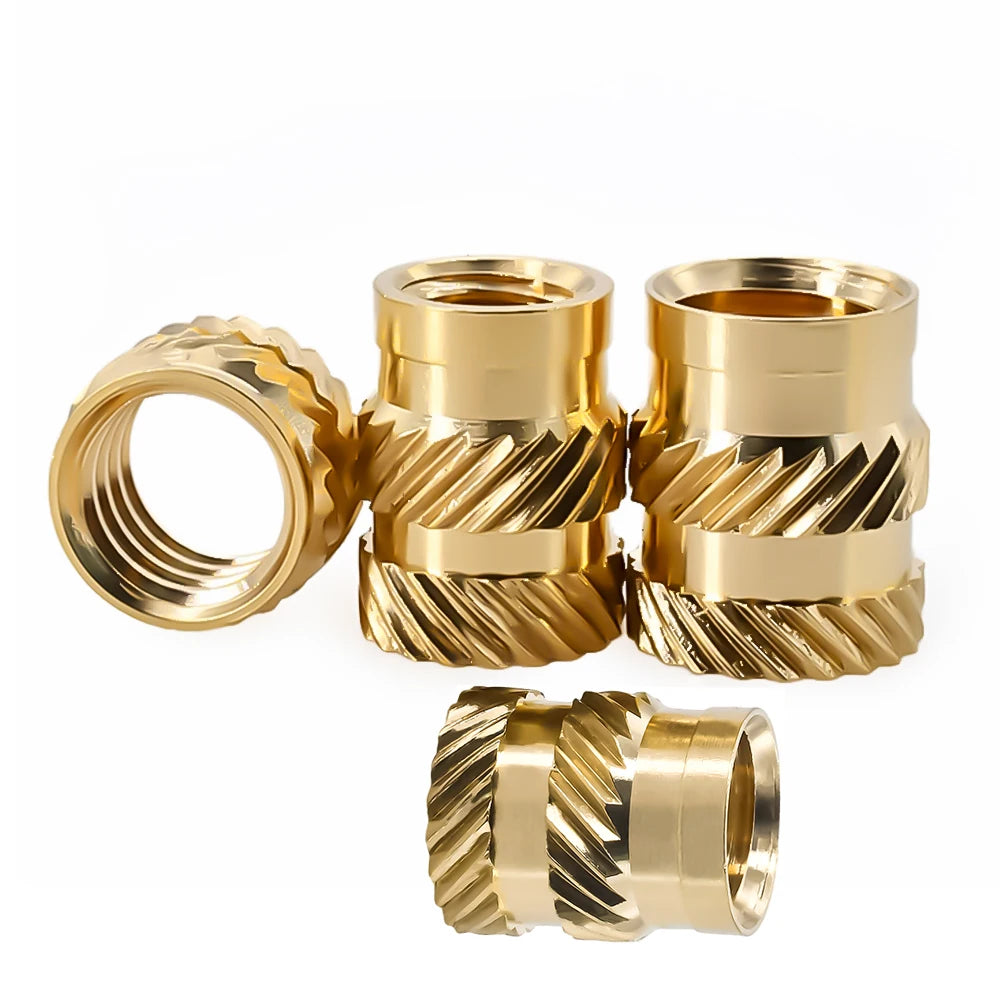 1/4-20 UNC Heat Brass Insert Nut Double Twilled Knurled Injection Molding Embedment Inserts Hot Melt 3D Printing Inserts Nuts