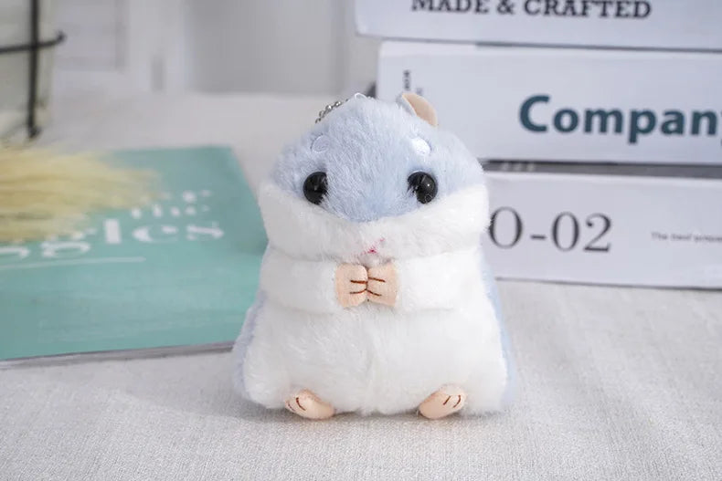 Fluffy Hamster Doll Plush Toys Keychain Pendant Women Girl Faux Fur Pompom Key Ring Trinkets Handbag Backpack School Bag Pendant