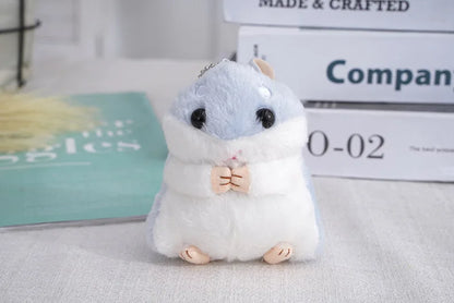 Fluffy Hamster Doll Plush Toys Keychain Pendant Women Girl Faux Fur Pompom Key Ring Trinkets Handbag Backpack School Bag Pendant