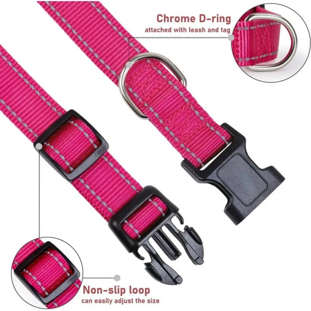 Dog Collar Adjustable Soft Neoprene Padded Nylon Pet Collars with Buckle for Medium Dogs Puppy Walking Necklace Harness Necklace