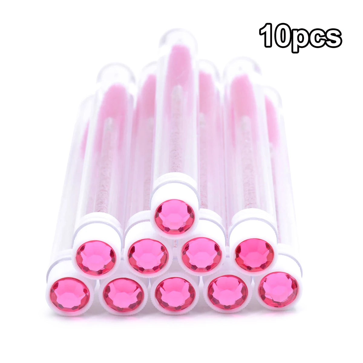 10pcs Diamond Eyelash Brushes Spoolies Reusable Lash Mascara Wands In Tubes Eye Brow Applicatos Eyelash Extension Combs Case