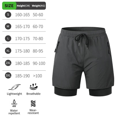 WOSAWE MTB Shorts Summer Men Cycling Shorts 2 in 1 Mountain Bike Padded Shorts Double Layer Downhill Bike Quick Dry Short Pants
