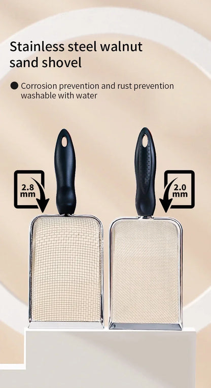 Cat Litter Shovel Stainless Steel Reptile Sand Substrate Shovel Clean Up Feces Fine Mesh Sifter For Bedding Cat Litter Scoop