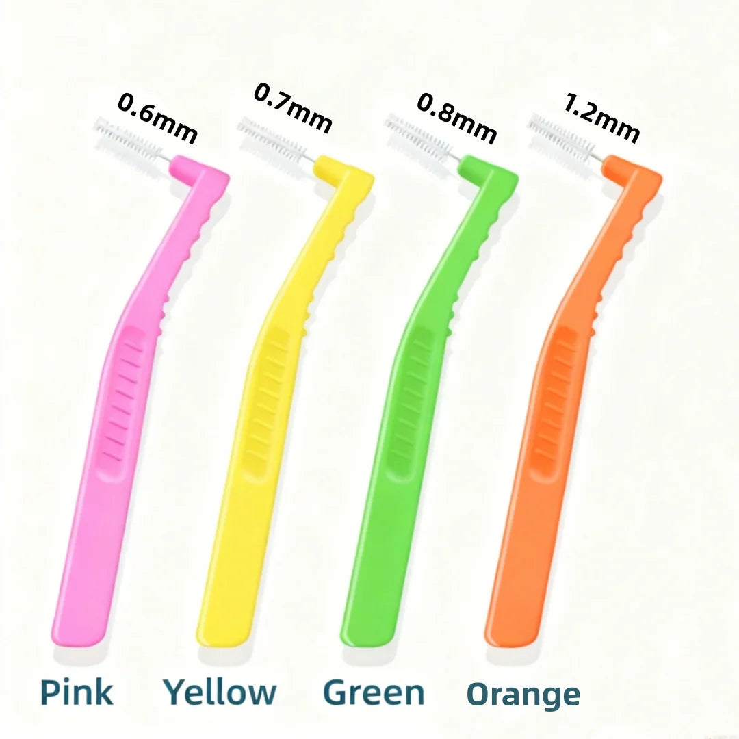 20 Pieces Boxed L-shaped Interdental Brushes for Orthodontics, Soft Bristle Interdental Cleaners, Interdental Brushes