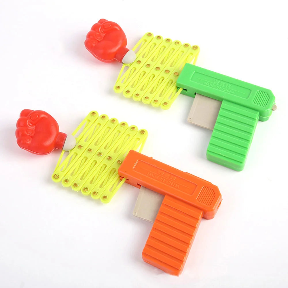 2PCS Retractable Fist Shooter Trick Toy Gun Funny Prank Toys Plastic Festival Gift for Fun Classic Elastic Telescopic Fist