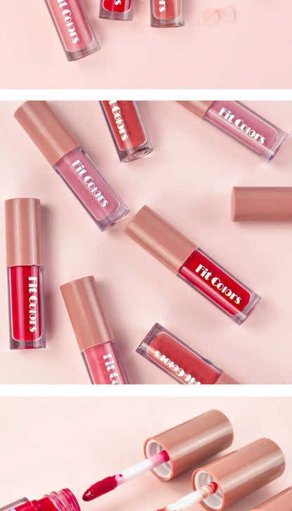 Fit Colors Velvet Lip Gloss Set — 4-Piece Non-Transfer, Diamond Finish, Long-Lasting Lip Gloss Collection