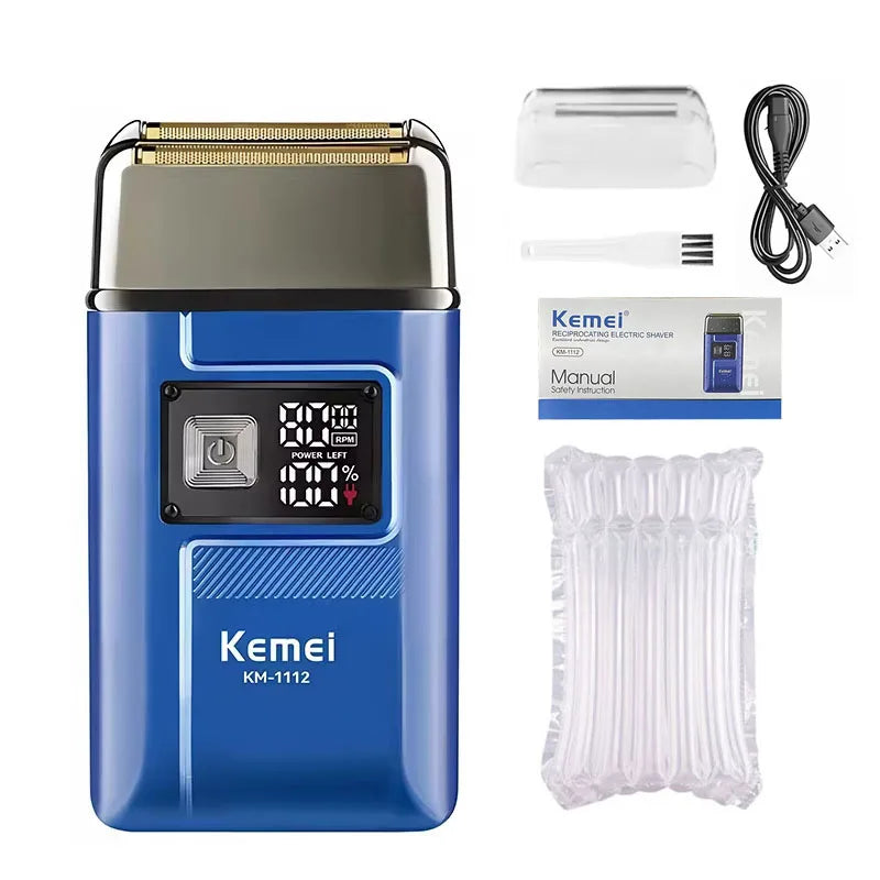Kemei KM-1112 USB Charging IPX5 Waterproof Shaver 2 In1 Men's Rechargeable Electric Beard Razor Floating Forward Shaving Machine