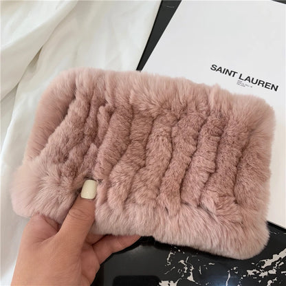 Women Handmade Stretch 100% Real Rabbit Fur Scarf Knit Genuine Rex Rabbit Fur Headbands Girls Natural Rabbit Fur Ring Scarves