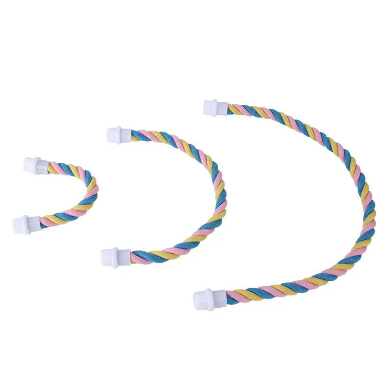 1PC Pet Bird Bite Toy Parrot Color Cotton Rope Toys Elastic Parrot Climbing Toys Sturdy Bird Swing rope Pet Cage Toy Swing Stand