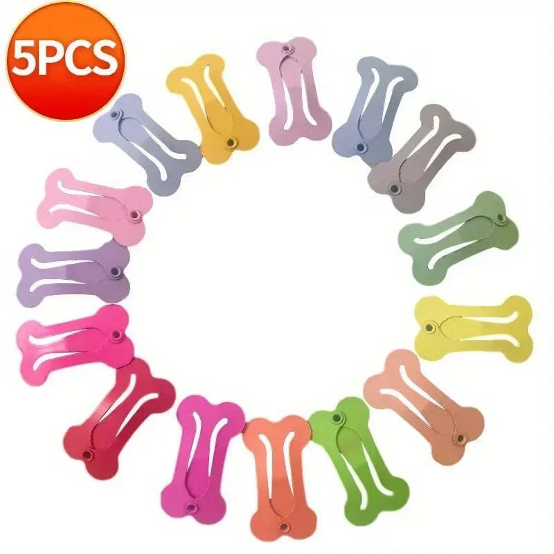5 pieces/set, cute dog hair clip, colorful bone shaped hair clip, pet dog hair clip, pet dog beauty accessories