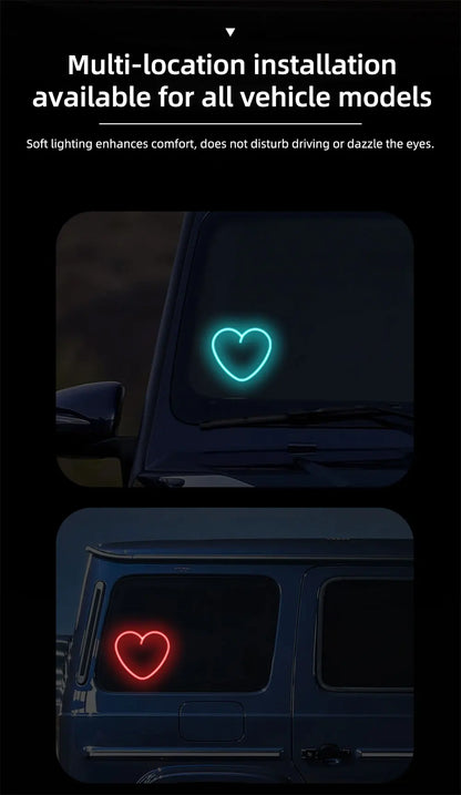Universal Solar Atmosphere Light Heart-shaped Dynamic Gradient LED Fit Car Interior Ambient Light Decoration Accessory RGB