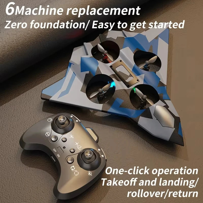 Remote Control Fighter Foam Glider Electric Stunt UAV Airplane Helicopter with LED Lights Aircraft Model RC Toy for Kids Boys