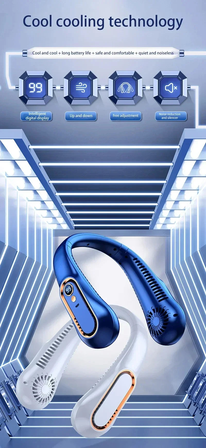 Lenovo Hanging Neck Fan USB Portable Small Bladeless Lazy Person Hanging Neck Charging Silent Cooling Air Conditioning Outdoor