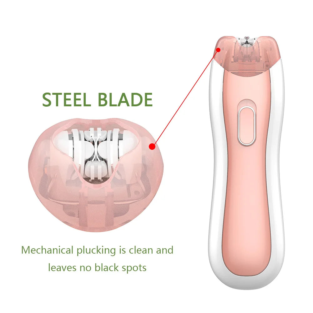 Women Painless Hair Trimmer Portable Armpit Leg Hair Removal Machine Smooth Glide Epilator for Facial Wholebody Home Use