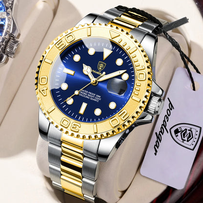 POEDAGAR Casual Fashion Man Wristwatch Waterproof Luminous Date Exquisite Men Watch Stainless Steel Classic Men's Quartz Watches