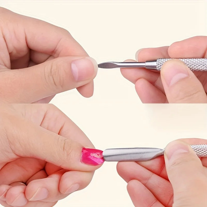 1/2/4pcs Stainless Steel Cuticle Pusher,Sharp Edge Spoon Shaped Dual Ended Cuticle Pusher Remover Cleaner,Manicure Pedicure Tool