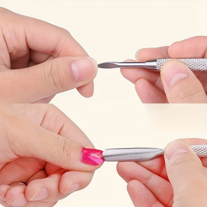 1/2/4pcs Stainless Steel Cuticle Pusher,Sharp Edge Spoon Shaped Dual Ended Cuticle Pusher Remover Cleaner,Manicure Pedicure Tool