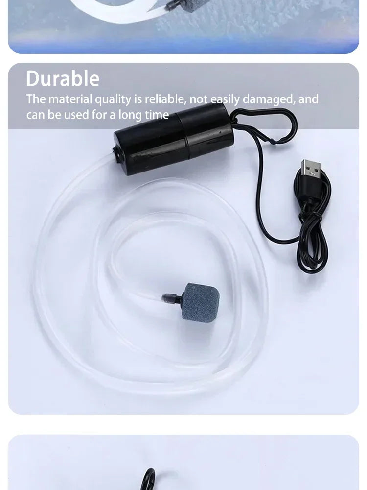 Mini Oxygen Pump USB Portable Fish Tank Fish Farming Aquarium Supplies Small Oxygen Pump Ultra Quiet Fishing Aerator