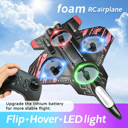 L101 RC Foam Airplane Glider Flying 2.4G With LED Lights EPP Stunt Remote Control Aircraft Foam Fighter Plane Toys For Kid Gifts