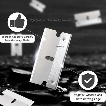 100Pcs Razor Scraper Blades Car Sticker Remover Window Glass Paint Scraper Cleaning Tool Steel Non Scratch Replacement Blades