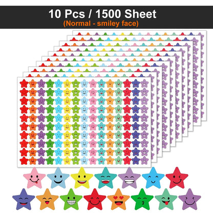 450-3000 Sheet Happy Face Stars Reward Sign Stickers Pack DIY Skateboard Suitcase Stationery Decals Decor Phone Laptop Gift Toys