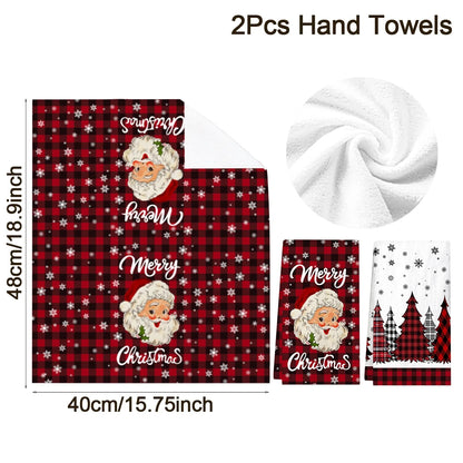 2pcs Christmas Kitchen Towels Merry Christmas Decoration 2025 Xmas Santa Claus Dish Towel Navidad Natal Gifts New Year 2026