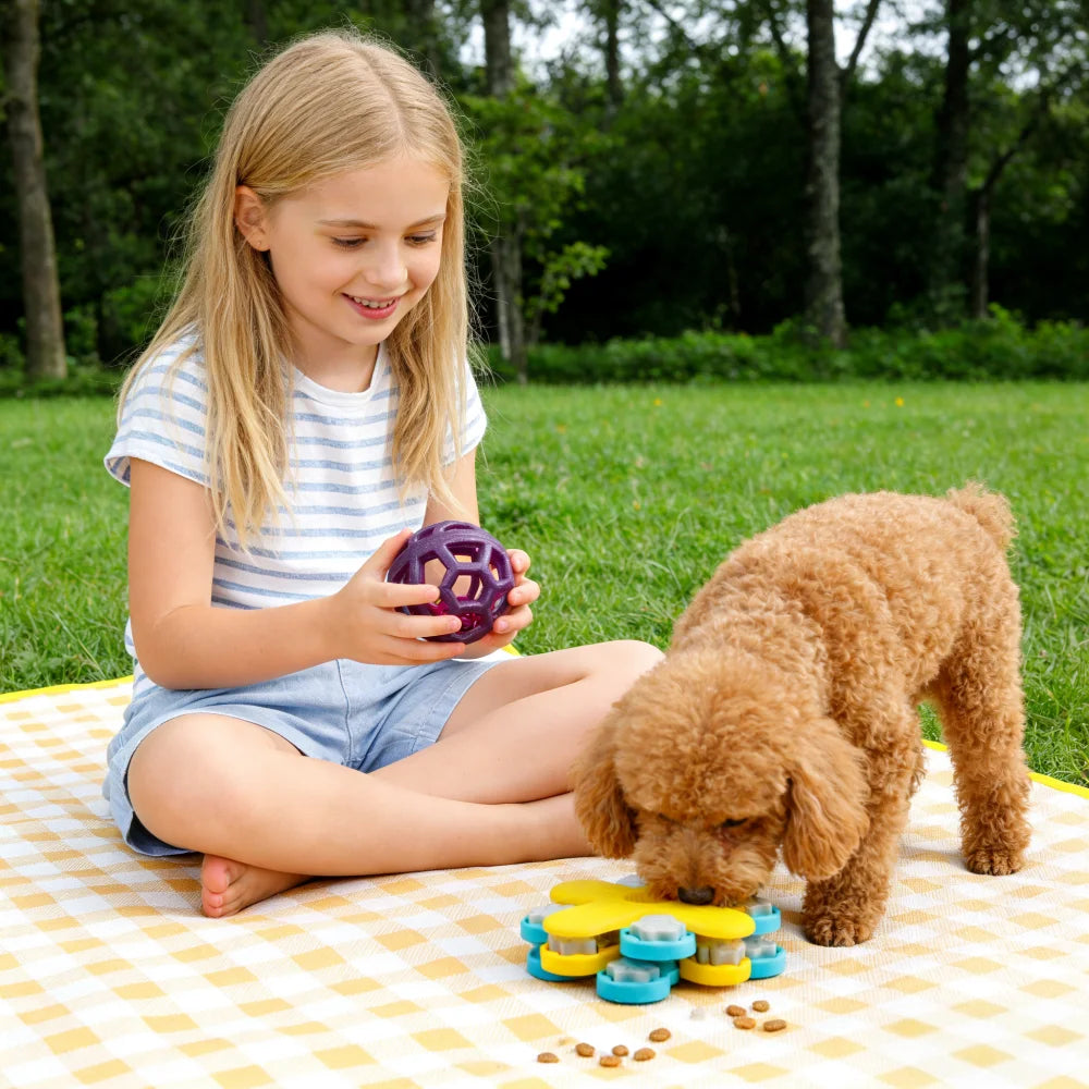 Dog Hollow Ball Toy Rubber Chew Toys for Dogs Cleaning Teeth Molar Bite Resistant Toy with Bell Puppy Training Game