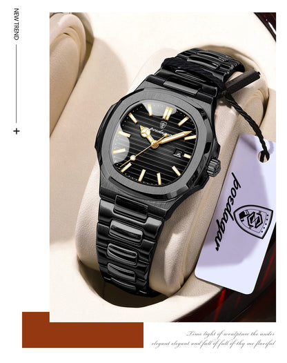 POEDAGAR Trendy Women’s Wristwatch Stainless Steel Date Quartz Ladies Watch Waterproof Luminous Original Watches For Woman Reloj