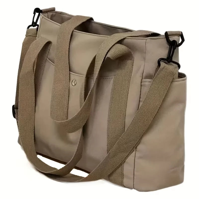 HOMEFISH Large Capacity Nylon Crossbody Bag Casual Solid Color Messenger Shoulder Bag with Removable Strap