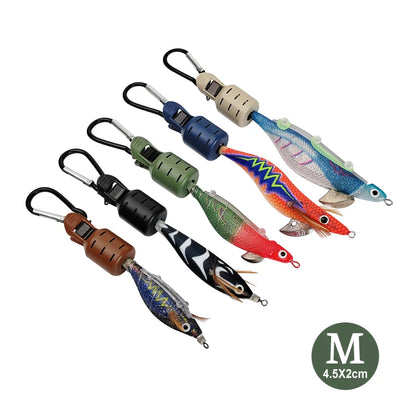 9PCS Squid Jig Protector Webfoot Octopus Egi Hook Cover Cuttlefish Umbrella Lure Cap Wood Shrimp Bait Accessories with Carabiner