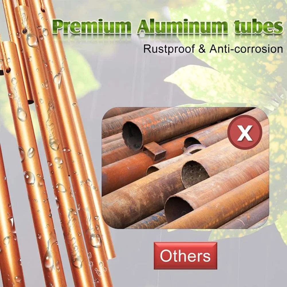 12 Tubes Wind Chimes Aluminum Tube + Pine  Metal Pipe Wind Chimes Bells Decor Outdoor Yard Decoration Large Wind Chimes Bells