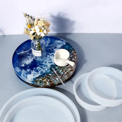 Large Round Tray UV Resin Mold Crystal Desk Silicone Mold DIY River Table Mold Fruit Disc Tea Plate Coaster Making Mold Tools