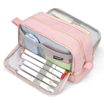 Large-Capacity Portable Pencil Case Minimalist Multi-Compartment Pencil Case Stationery Organizer Desktop Storage Pouch