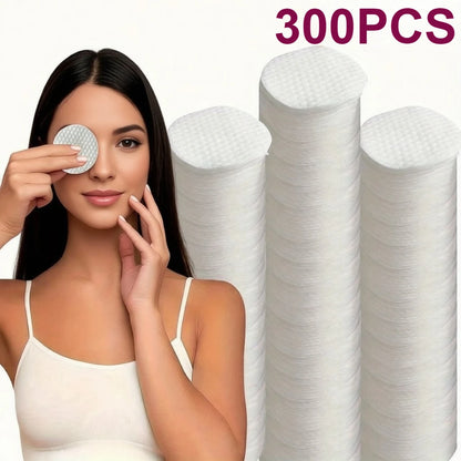 300/600pcs Round Facial Cleansing Pads High-Quality Makeup Remover Wipes Hypoallergenic Lint-Free Round Pads Light Beige