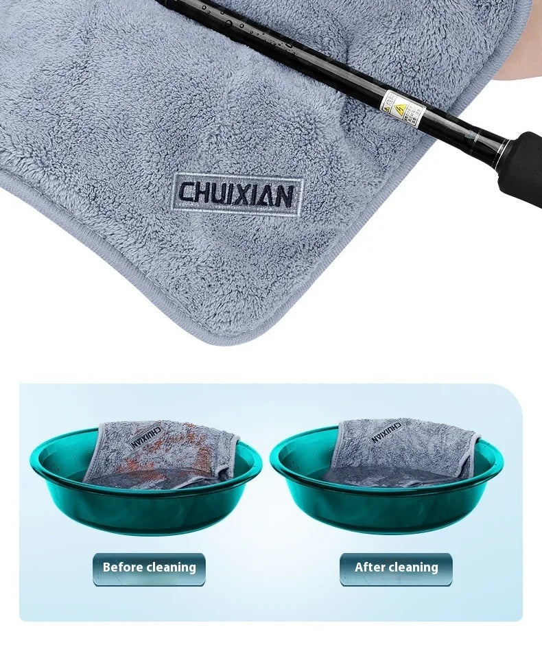 Ultra soft and fast drying fishing towel, ultra-fine fiber towel, cleaning towel for outdoor fishing, scrubbing fishing rod