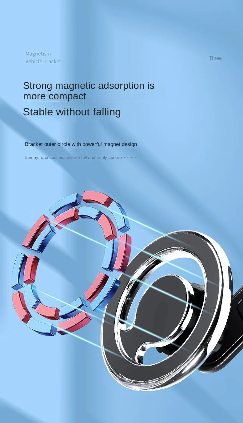 Magnetic Car Phone Holder Stand Universal Mount for iPhone 15/14/13 Samsung Support Bracket GPS Compatible with MacSafe
