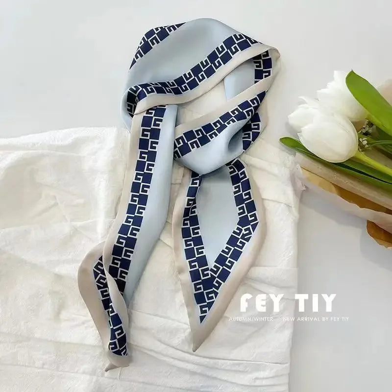 Set Series Silk Satin Scarf Women Cloth Hair Bands Headdress Accessories Lady Scarves Ribbon Neck Ties for Bag Handle/4pcs