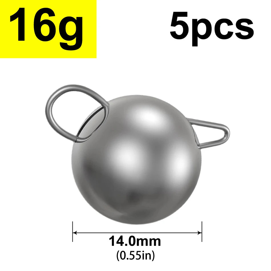 5pcs 2g-18g Fishing Weight Sinker Jig Head Deep Water Bullet Weight with Swivel Round Ball Sinkers Fishing Tackle Accessories