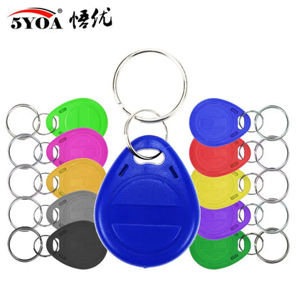 10pcs 125KHz T5577 Keyfobs Rewritable Duplicate Tag 5200 Proximity Copy Access Card ID Token Ring RFID Cloner Keychain