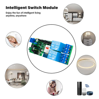 Tuya WIFI Smart Garage Gate Electric Door Access Motor Switch DC 12V 24V 32V AC 220V 1/2CH Pulse Relay Module RF433 Remote Alexa