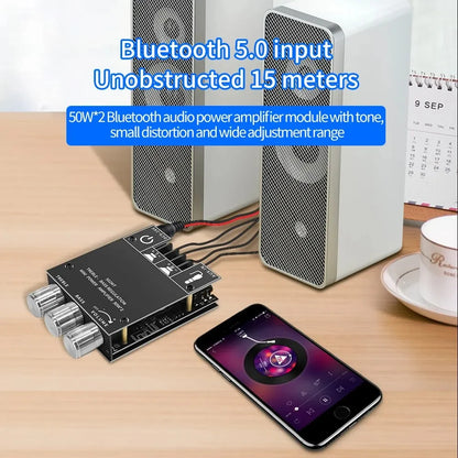 ZK-502MT 2.0 Stereo Bluetooth Audio Digital HIFI Amplifier Board Module 50W * 2 High and Low Bass Tunes