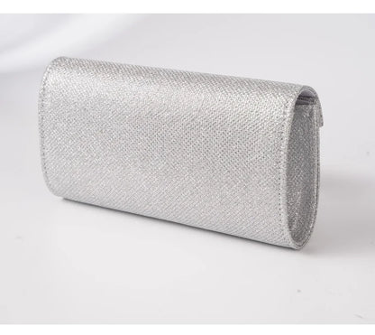 Women Envelope Evening Bag Glitter Ladies Chain Shoulder Bags Shiny Silver Long Purse Female Wedding Party Clutches Mini Handbag