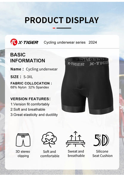 X-TIGER Cycling Shorts Breathable Mesh Cycling Underwear Gel Pad Shockproof MTB Bike Shorts Dropshipping Bicycle Underwear