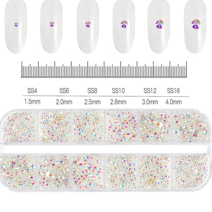 12Grids Mixed Mini Christmas Gems Nail Charms 2mm Luxury Crystal Nail Glitter Rhinestone Red/Green Flatback Christmas Nail Parts